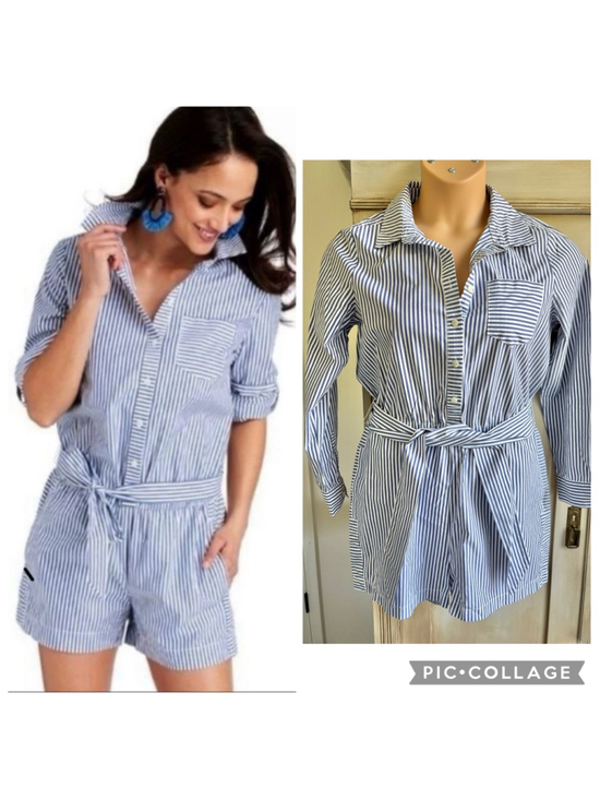 Vineyard Vines Pants - EUC Vineyard Vines Sarah Striped Romper in Ocean Reef | Sz 8